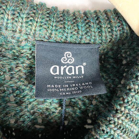 Aran Inisheer Sweater Green Wool Cable Knit Pullover Ireland Sz XL Men's - Picture 8 of 11